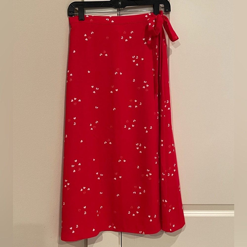 ABOUND ❤️✨ Women’s Faux Wrap Heart Skirt Red / White XS EUC